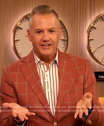 Ross’s orange checked blazer on The Drew Barrymore Show