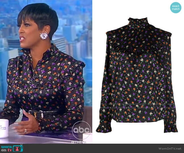 Saint Laurent Long-sleeve Floral Print Blouse
