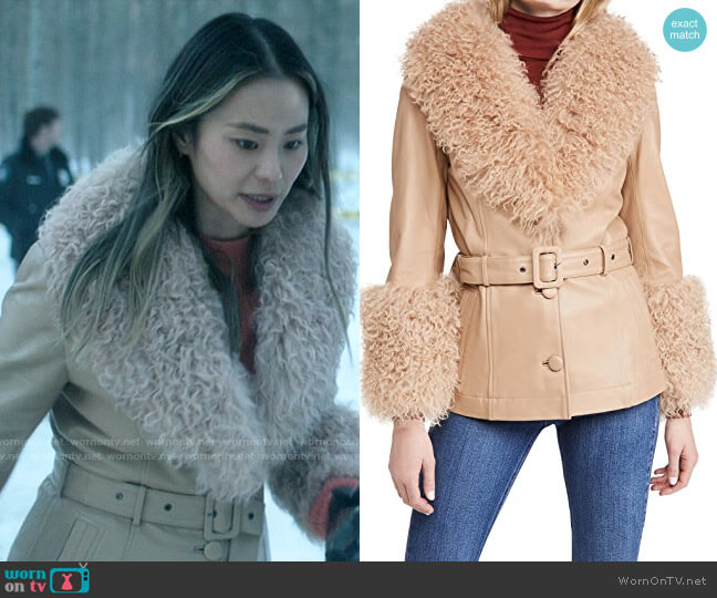 WornOnTV: Molly's beige leather fur trim jacket and boots on