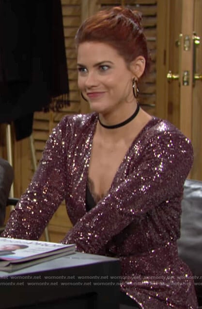Sally’s pink sequin jacket on The Young and the Restless