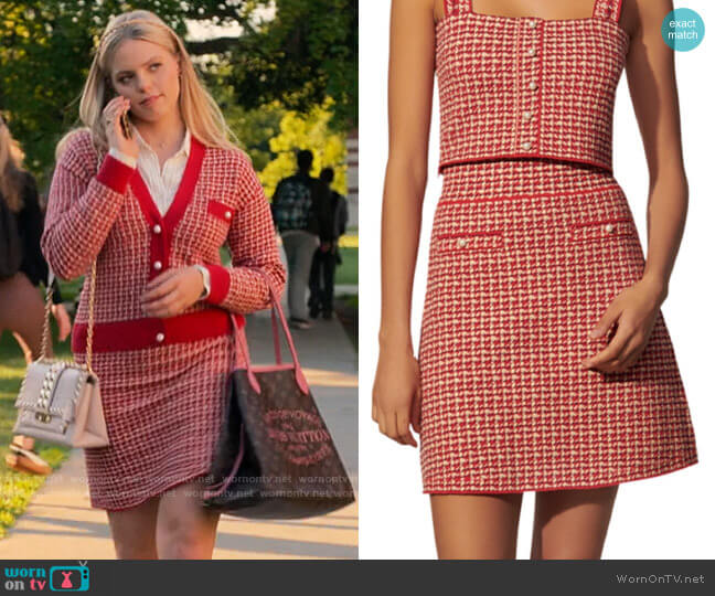 Sandro Blandine Tweed Mini Skirt worn by Leighton Murray (Reneé Rapp) on The Sex Lives of College Girls
