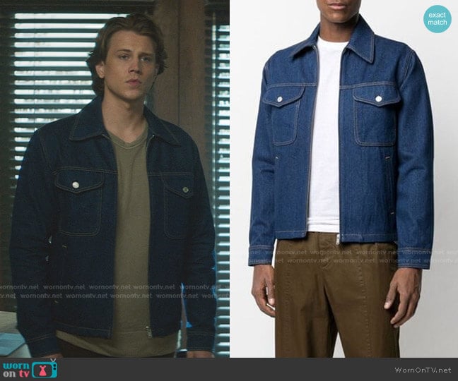 Sandro Pointed-Collar Zip-Up Denim Jacket