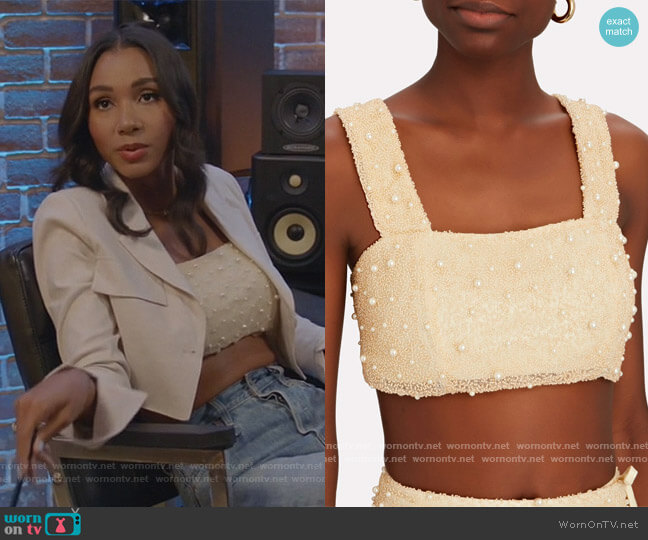 Sara Cristina Mare Beaded Crop Top worn by Layla Keating (Greta Onieogou) on All American