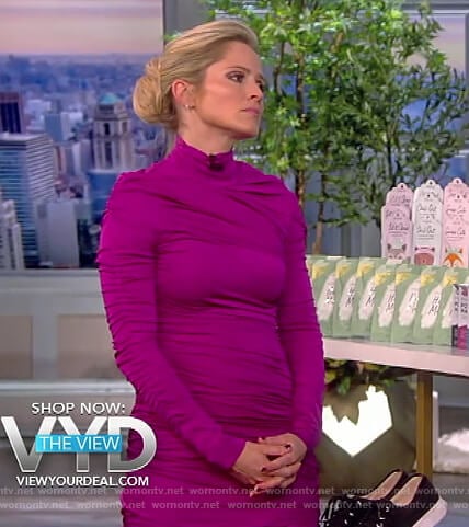 Sara’s pink ruched mini dress on The View
