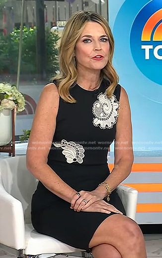 Savannah’s black applique sleeveless dress on Today