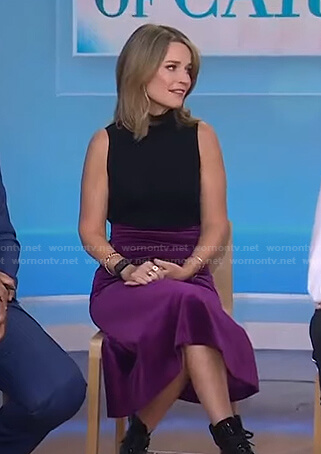 Savannah’s purple velvet midi skirt on Today