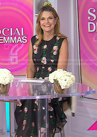 Savannah’s black floral sleeveless dress on Today