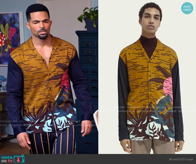Scotch & Soda Hawaiian Shirt worn by Calvin Rodney (Anthony Dalton) on Tyler Perrys Sistas