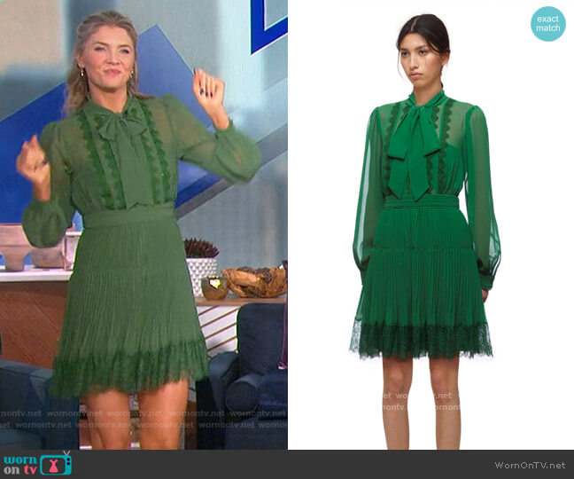 Self Portrait Green Chiffon Mini Dress worn by Amanda Kloots on The Talk