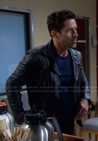 Shawn’s black leather moto jacket on Days of our Lives