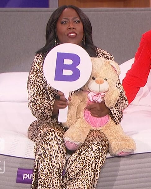 Sheryl’s leopard satin pajamas on The Talk