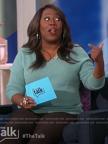 Sheryl’s teal cashmere sweater on The Talk