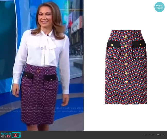 Slate & Willow Chevron Button Skirt worn by Ginger Zee on Good Morning America