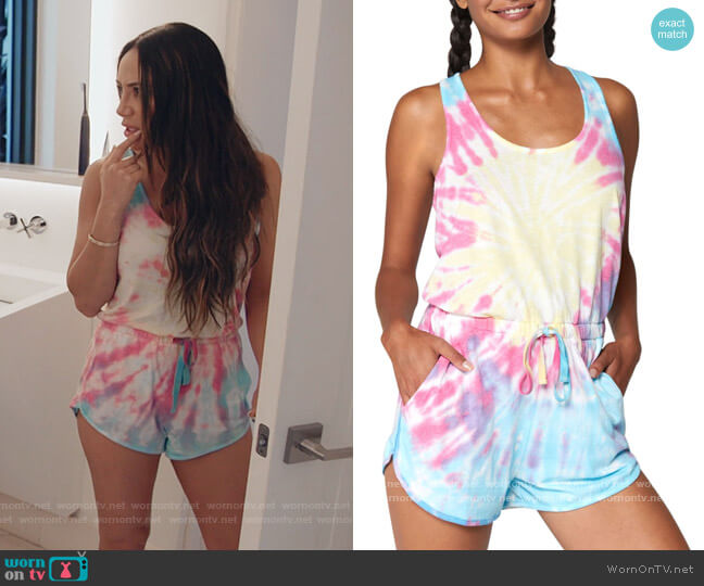 Spiritual Gangster Perfect Tie-Dye Lounge Romper worn by Melissa Gorga on The Real Housewives Ultimate Girls Trip