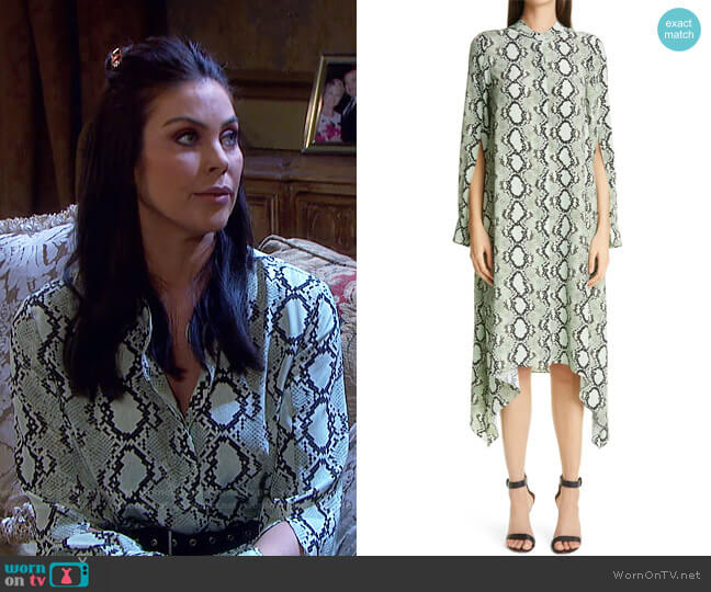 St John Snakeskin Print Long Sleeve Midi Dress worn by Chloe Lane (Nadia Bjorlin) on Days of our Lives
