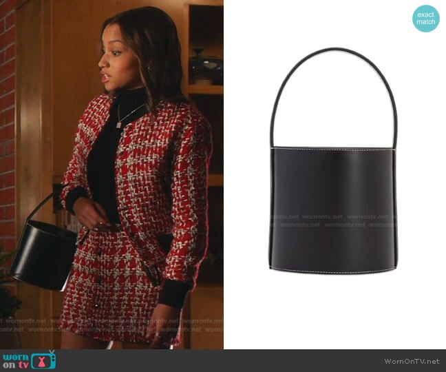 Staud Bissett Leather Bucket Bag worn by May Grant (Corinne Massiah) on 9-1-1