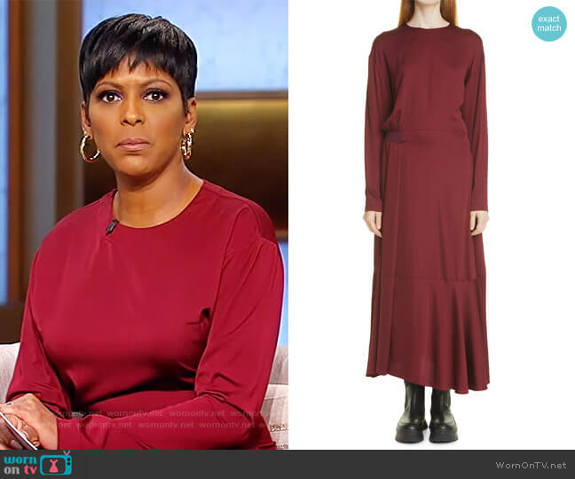 Stella McCartney Dorothy Draped Crepe Midi Dress worn by Tamron Hall on Tamron Hall Show