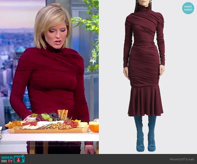 Stella McCartney Faye high-neck ruched-jersey top worn by Sara Haines on The View