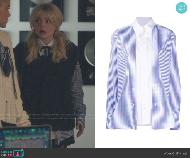 Stella McCartney Layered-Effect Striped Shirt worn by Audrey Hope (Emily Alyn Lind) on Gossip Girl