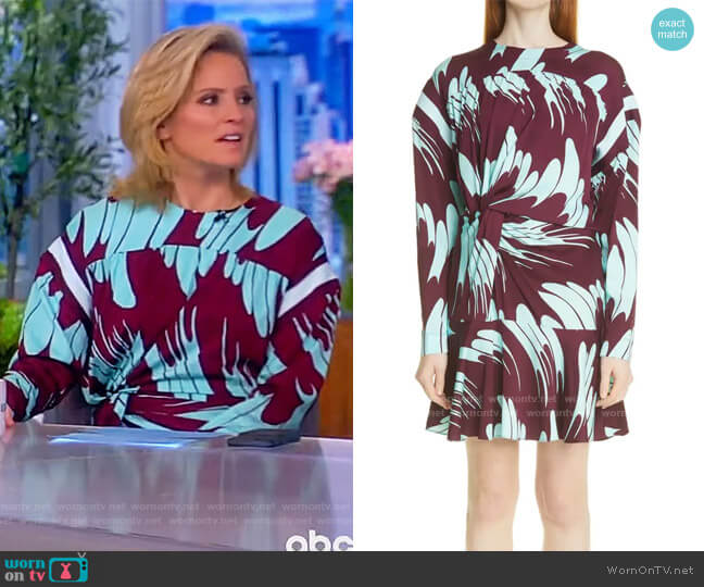 Stella McCartney Maisie Print Ruched Long Sleeve Dress worn by Sara Haines on The View