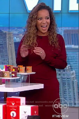 Sunny’s burgundy midi dress on The View
