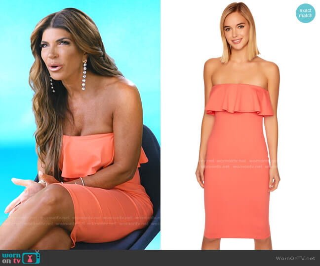 Susana Monaco Strapless Ruffle Dress worn by Teresa Giudice on The Real Housewives Ultimate Girls Trip