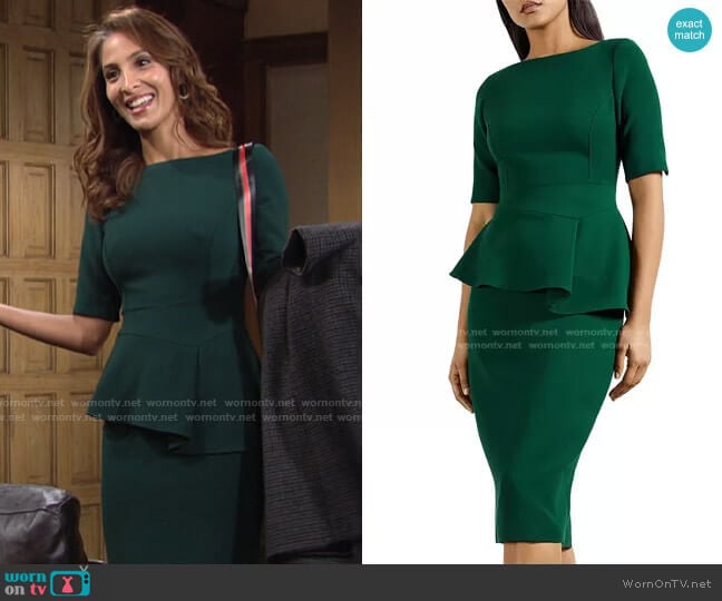 Ted Baker Romolaa Peplum Sheath Dress worn by Lily Winters (Christel Khalil) on The Young and the Restless
