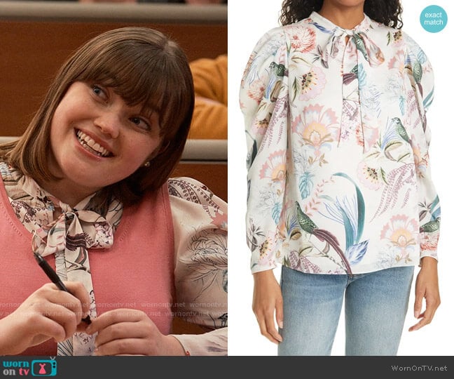 Ted Baker Floral Print Tie Neck Blouse