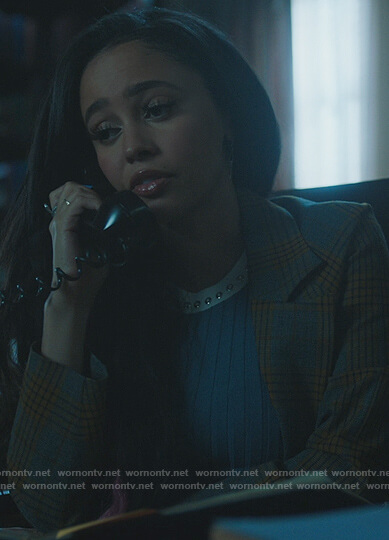 Toni’s blue grommet embellished top on Riverdale
