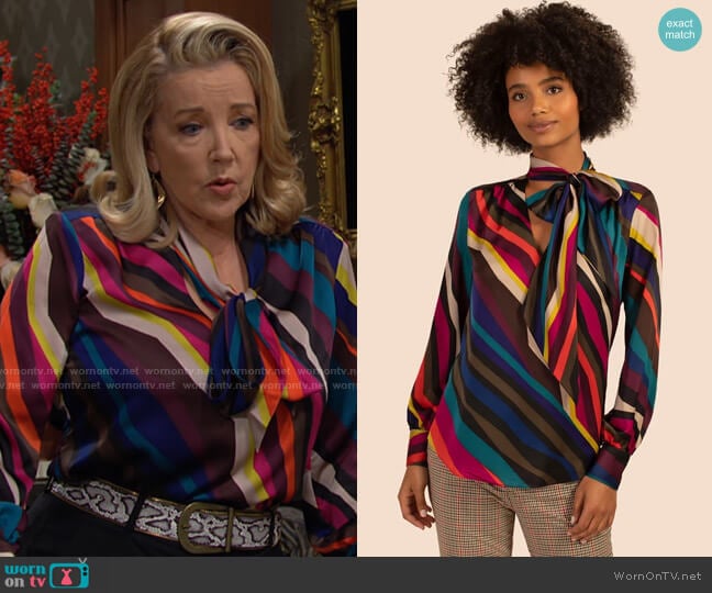 Trina Turk Demming Top worn by Nikki Reed Newman (Melody Thomas-Scott) on The Young and the Restless