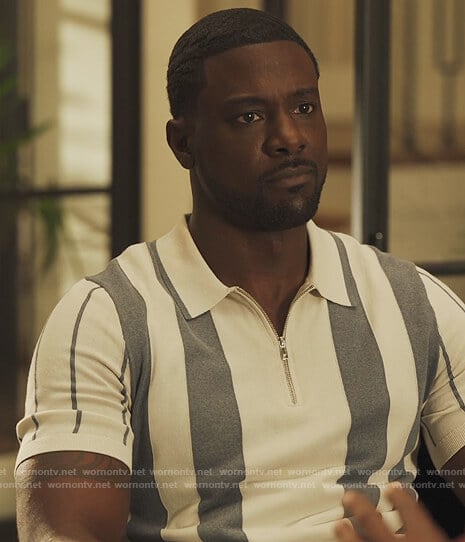 Tyrique’s stripe polo on Our Kind of People