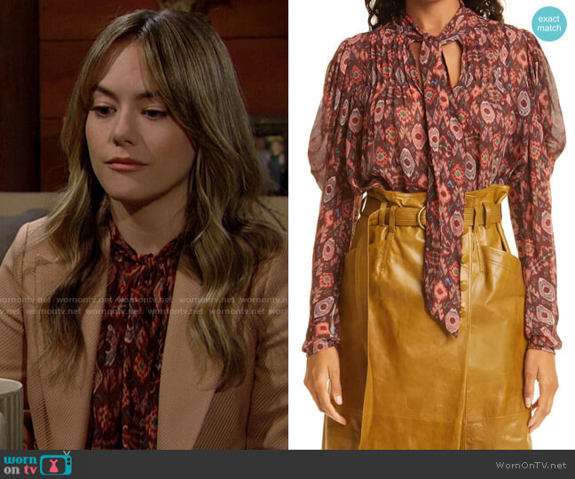 Ulla Johnson Ada Blouse worn by Hope Logan (Annika Noelle) on The Bold and the Beautiful