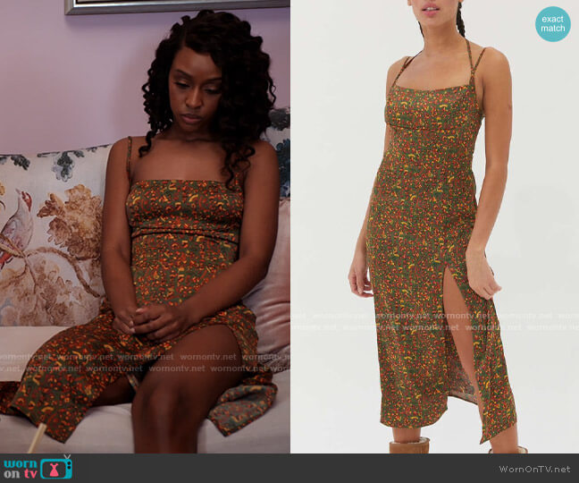 Urban Outfitters Sasha Satin Midi Slip Dress worn by Karen Mott (Ebony Obsidian) on Tyler Perrys Sistas