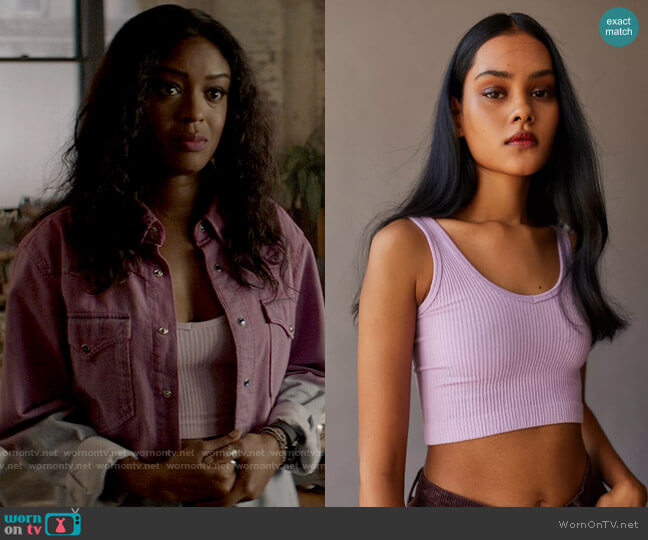 Out from Under Drew Seamless Ribbed Bra Top in Lilac worn by Ryan Wilder (Javicia Leslie) on Batwoman