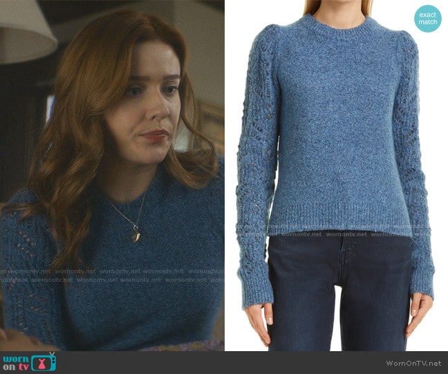 Veronica Beard Devi Openwork Puff Sleeve Sweater worn by Nancy Drew (Kennedy McMann) on Nancy Drew