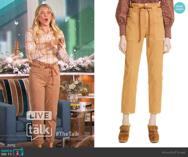 Veronica Beard Karter Paperbag Waist Cotton Blend Pants worn by Amanda Kloots on The Talk