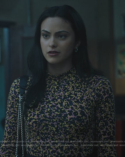 Veronica’s printed mesh top on Riverdale