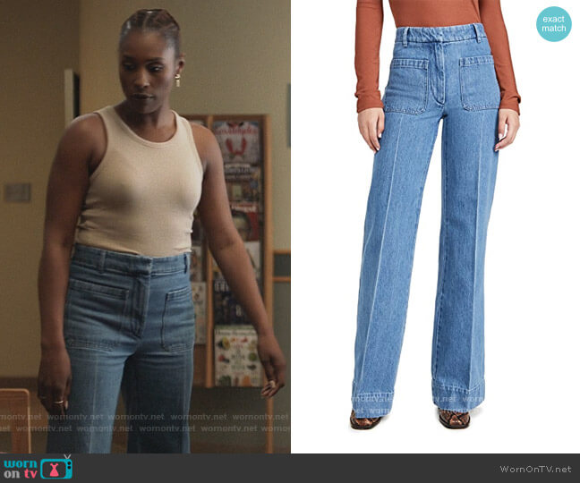 Victoria Beckham High-Waisted Patch Pocket Jeans worn by Issa Dee (Issa Rae) on Insecure