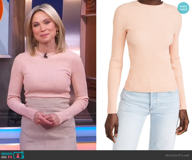Vince Marled Rib Crew Sweater worn by Amy Robach on Good Morning America