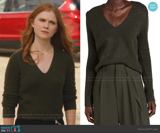 Vince Shrunken V Neck Cashmere Pullover worn by Taylor Kelly (Megan West) on 9-1-1