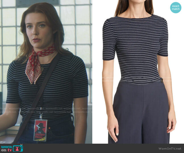 Vince Stripe Ribbed Top worn by Nancy Drew (Kennedy McMann) on Nancy Drew