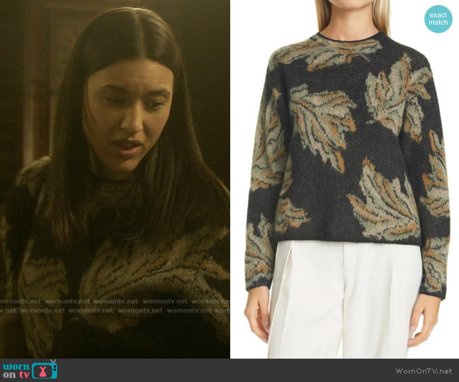 Vince Leaf Jacquard Sweater worn by Angela Bishop (Julia Jones) on Dexter New Blood
