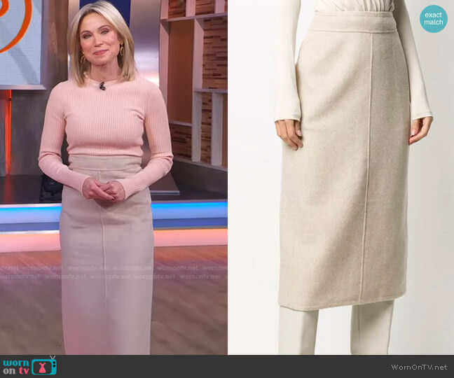 Vince Seam-Front Midi Skirt worn by Amy Robach on Good Morning America
