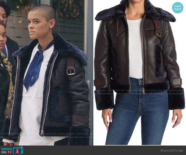 Walter Baker Lianna Faux Fur Trim Leather Jacket worn by Julien Calloway (Jordan Alexander) on Gossip Girl