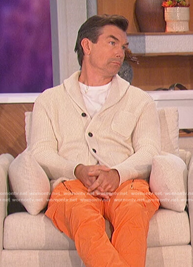 Jerry’s white ribbed cardigan on The Talk