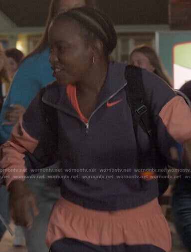 Willow’s purple and orange hoodie and pants set on The Sex Lives of College Girls
