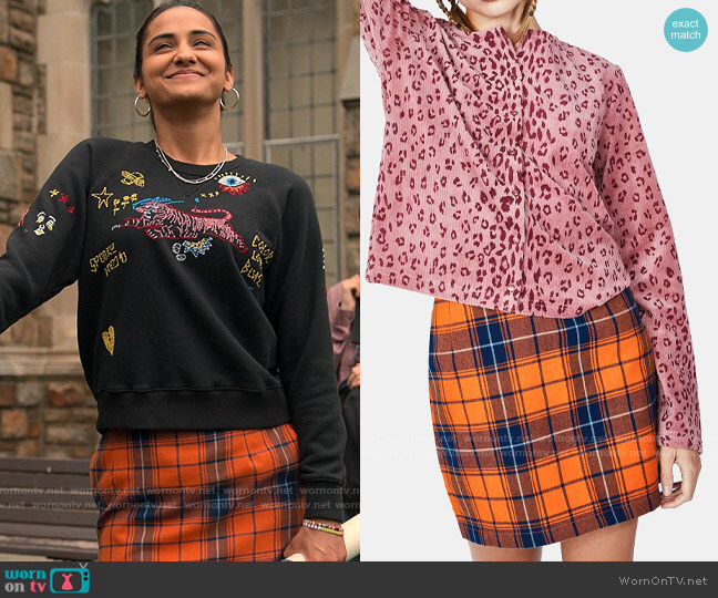 x-Girl Orange Plaid Mini Skirt worn by Bela Malhotra (Amrit Kaur) on The Sex Lives of College Girls