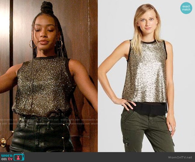 Xhilaration Two-fer Sequin Tank worn by Whitney Chase (Alyah Chanelle Scott) on The Sex Lives of College Girls