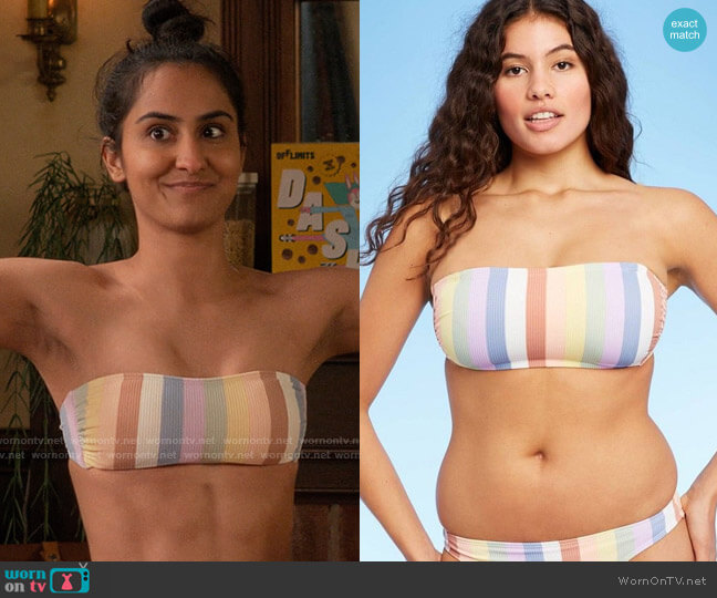 Xhilaration Ribbed Bandeau Bikini Top worn by Bela Malhotra (Amrit Kaur) on The Sex Lives of College Girls