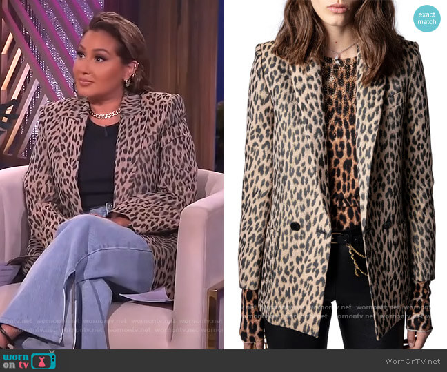 Zadig and Voltaire Visko Leopard Print Blazer worn by Adrienne Houghton on The Real